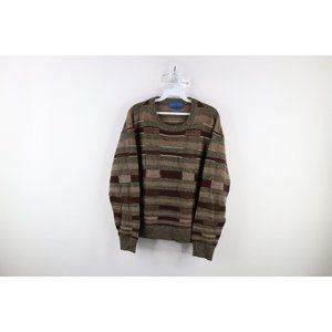 Vintage 90s Coogi Style Womens Medium Rainbow Striped Knit Cosby Mom Sweater